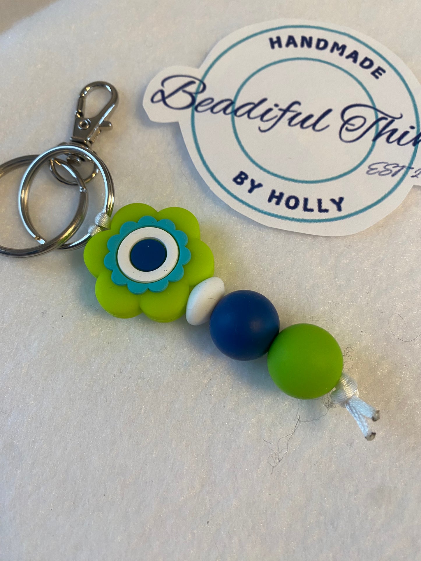 Key Chain - Neon Green Flower