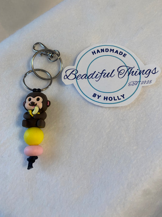 Key Chain - Brown Monkey with Banana